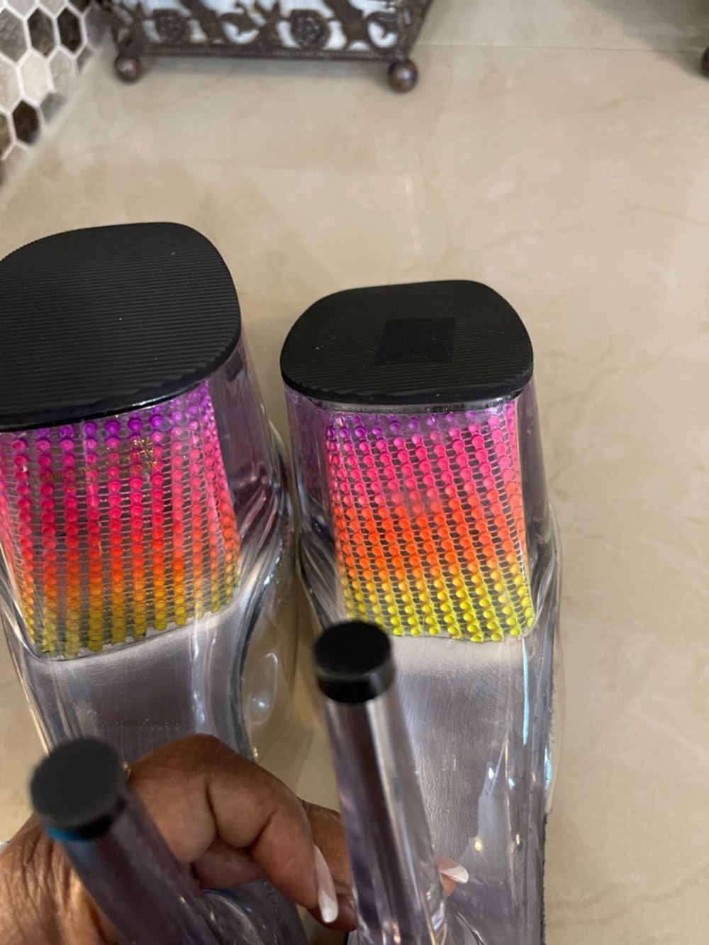 Pleaser Adore 701SRS Clear platform Heels in Rainbow size 11 - Picture 8 of 11